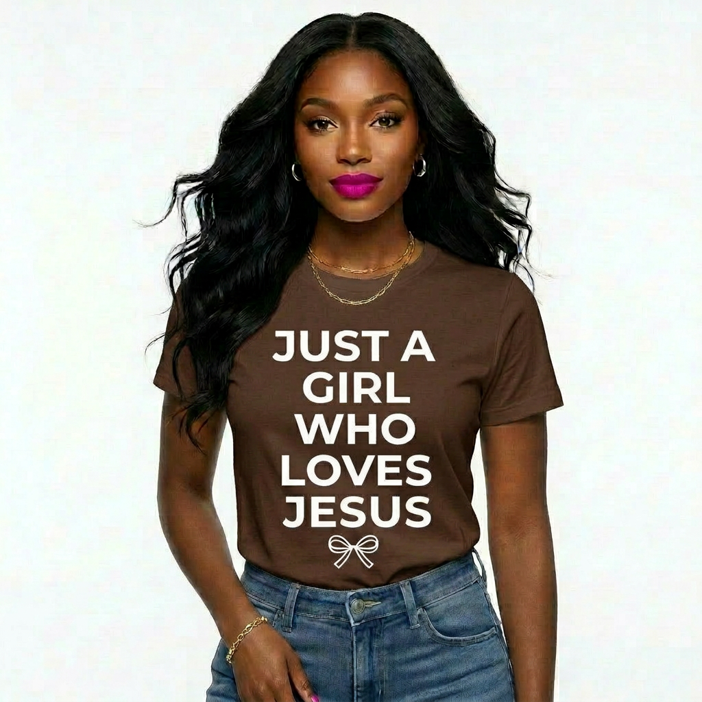 Just a Girl Who Loves Jesus (White)| Christian Graphic T-Shirt | Faith-Based Apparel