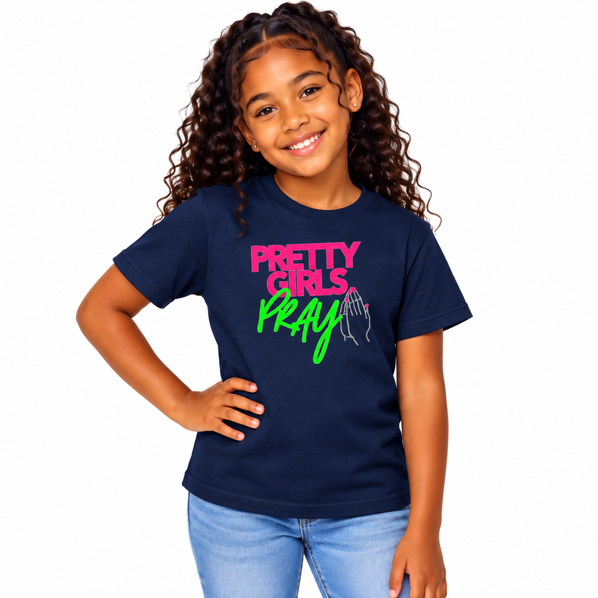 Pretty Girls Pray Kids Christian Tee