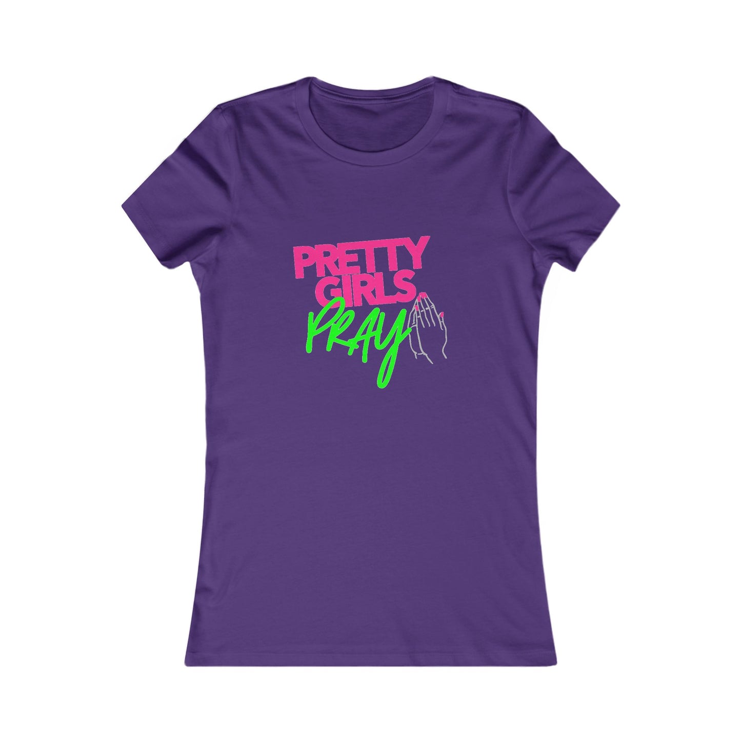 Pretty Girls Pray Pink & Green Women’s Fitted Faith Tee