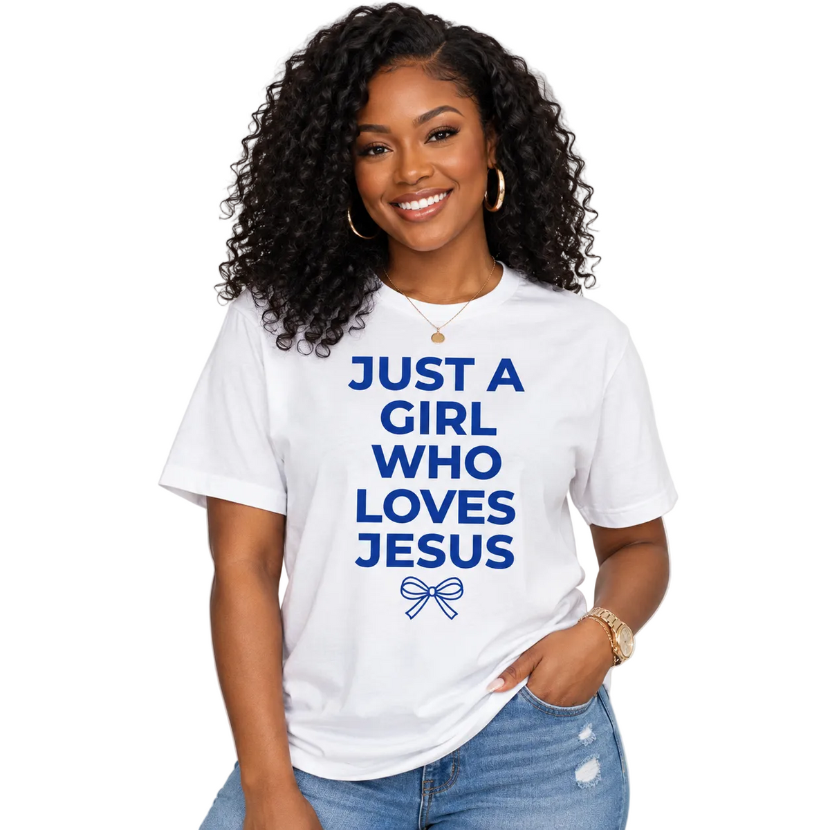 Just a Girl Who Loves Jesus Shirt (Blue) | Unisex Christian Tee