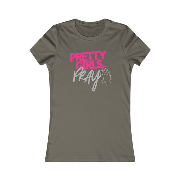 Pretty Girls Pray Pink & Silver Women’s Fitted Faith Tee