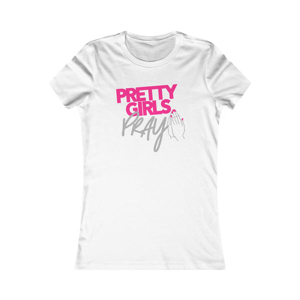 Pretty Girls Pray Pink & Silver Women’s Fitted Faith Tee