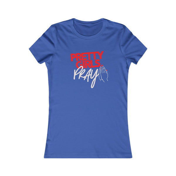 Pretty Girls Pray Red & White Women’s Fitted Faith Tee
