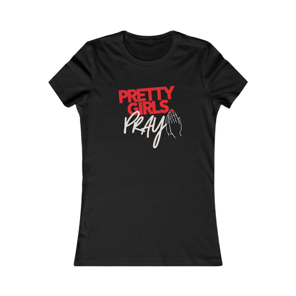 Pretty Girls Pray Red & White Women’s Fitted Faith Tee