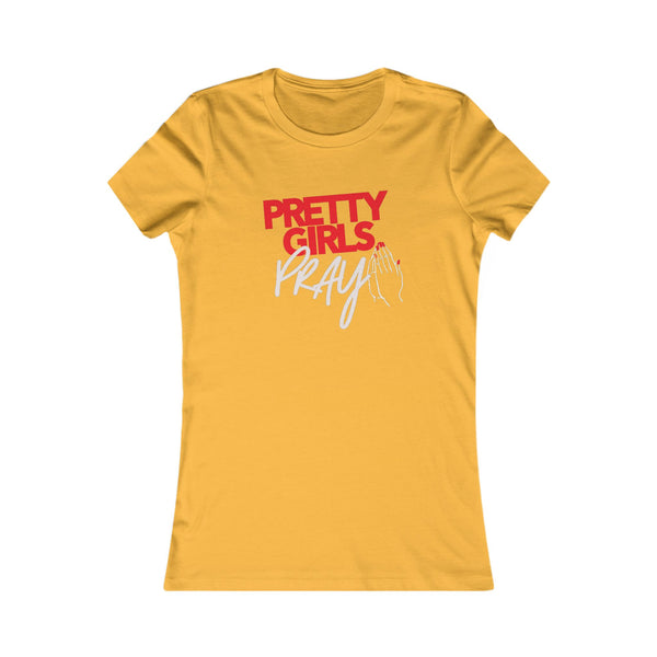 Pretty Girls Pray Red & White Women’s Fitted Faith Tee