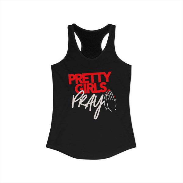 Pretty Girls Pray Red & White Women’s Tank Top | Faith Fitness Apparel