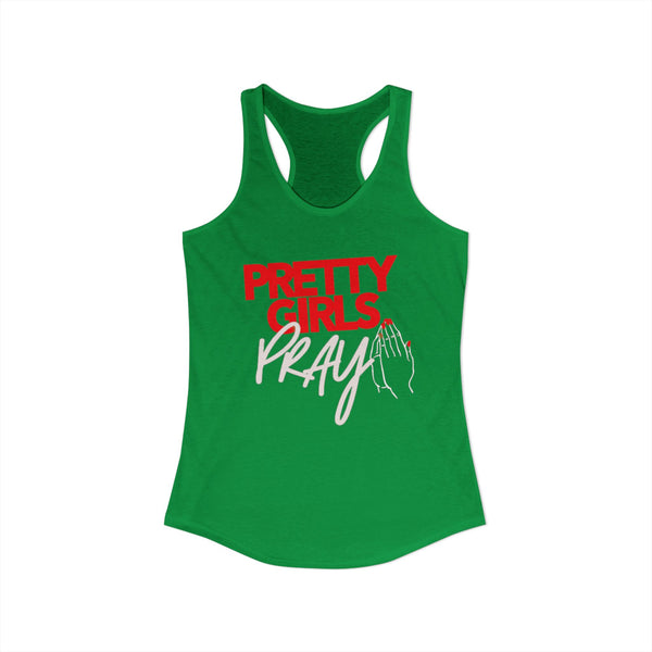 Pretty Girls Pray Red & White Women’s Tank Top | Faith Fitness Apparel