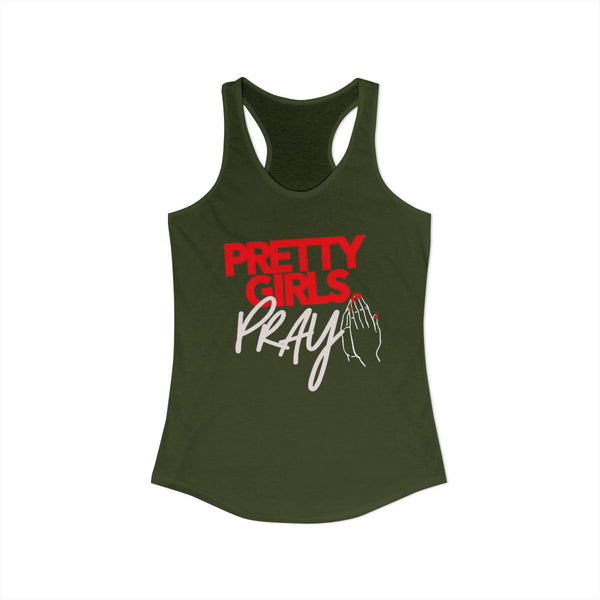 Pretty Girls Pray Red & White Women’s Tank Top | Faith Fitness Apparel