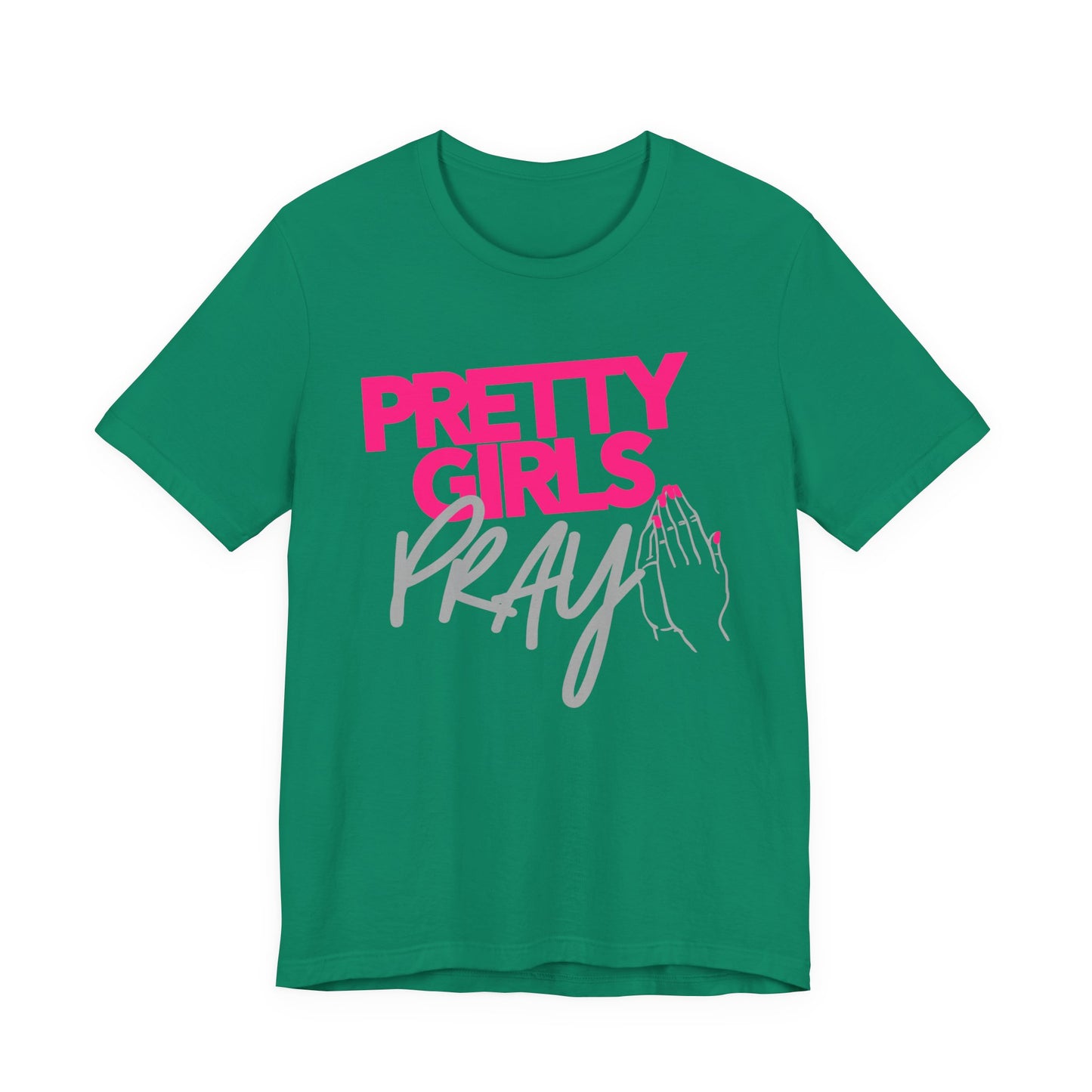 Pretty Girls Pray Pink & Silver Unisex Christian T-Shirt | Faith Based Graphic Tee
