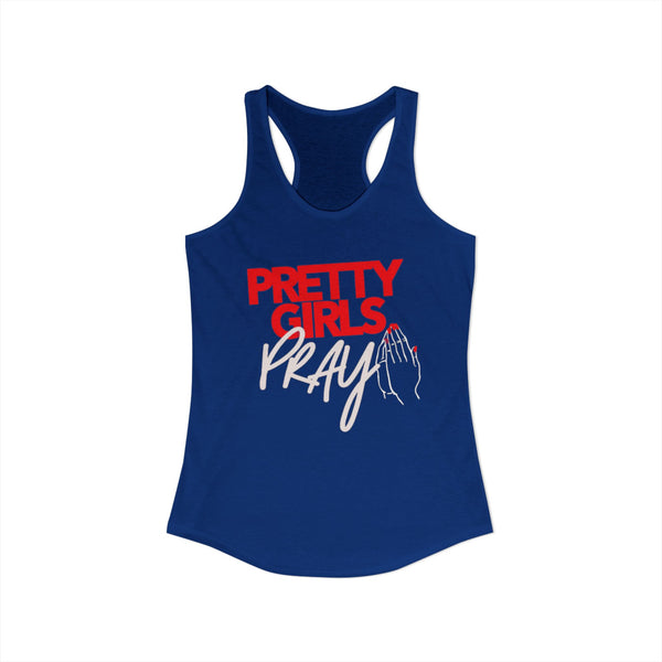 Pretty Girls Pray Red & White Women’s Tank Top | Faith Fitness Apparel
