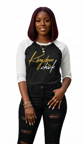 Kingdom Chick™ Raglan Shirt | Faith-Inspired 3/4 Sleeve Baseball Tee