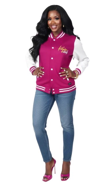 Kingdom Chick™ Retro Script Varsity Jacket | Classic Letterman Look