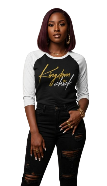 Kingdom Chick™ Raglan Shirt | Faith-Inspired 3/4 Sleeve Baseball Tee