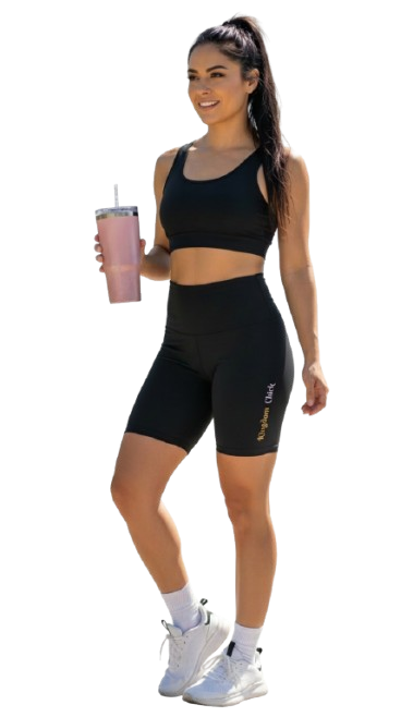 Kingdom Chick Women’s Workout Shorts | High-Waist Biker Shorts with Side Logo