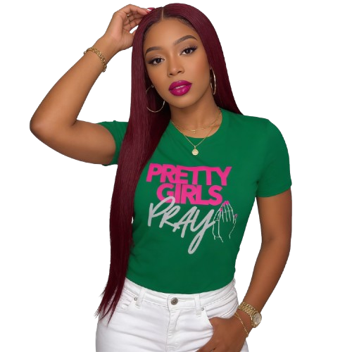 Pretty Girls Pray Pink & Silver Women’s Fitted Faith Tee