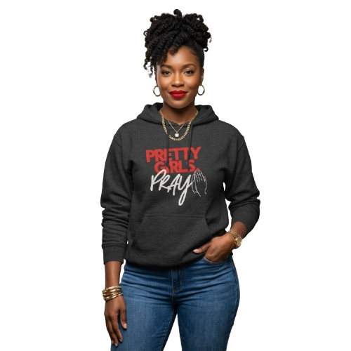 Pretty Girls Pray Red & White Unisex Premium Pullover Hoodie | Christian Sweatshirt