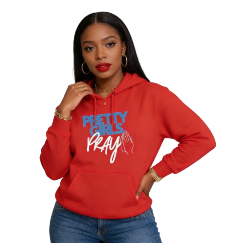 Pretty Girls Pray Blue & White Premium Hoodie | Unisex Christian Sweatshirt