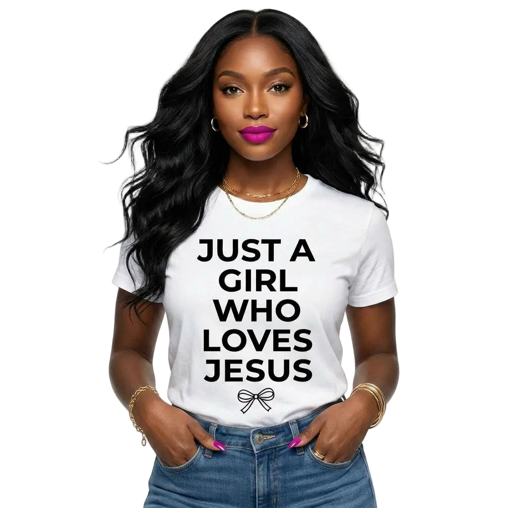 Just a Girl Who Loves Jesus Shirt (Black) | Unisex Christian Graphic Tee | Faith-Based Apparel