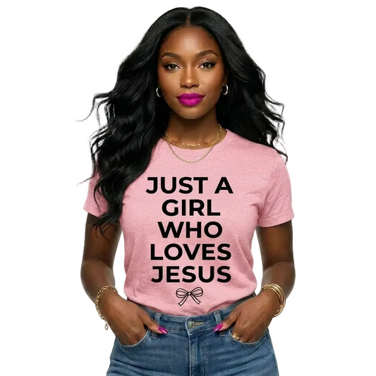 Just a Girl Who Loves Jesus Shirt (Black) | Unisex Christian Graphic Tee | Faith-Based Apparel