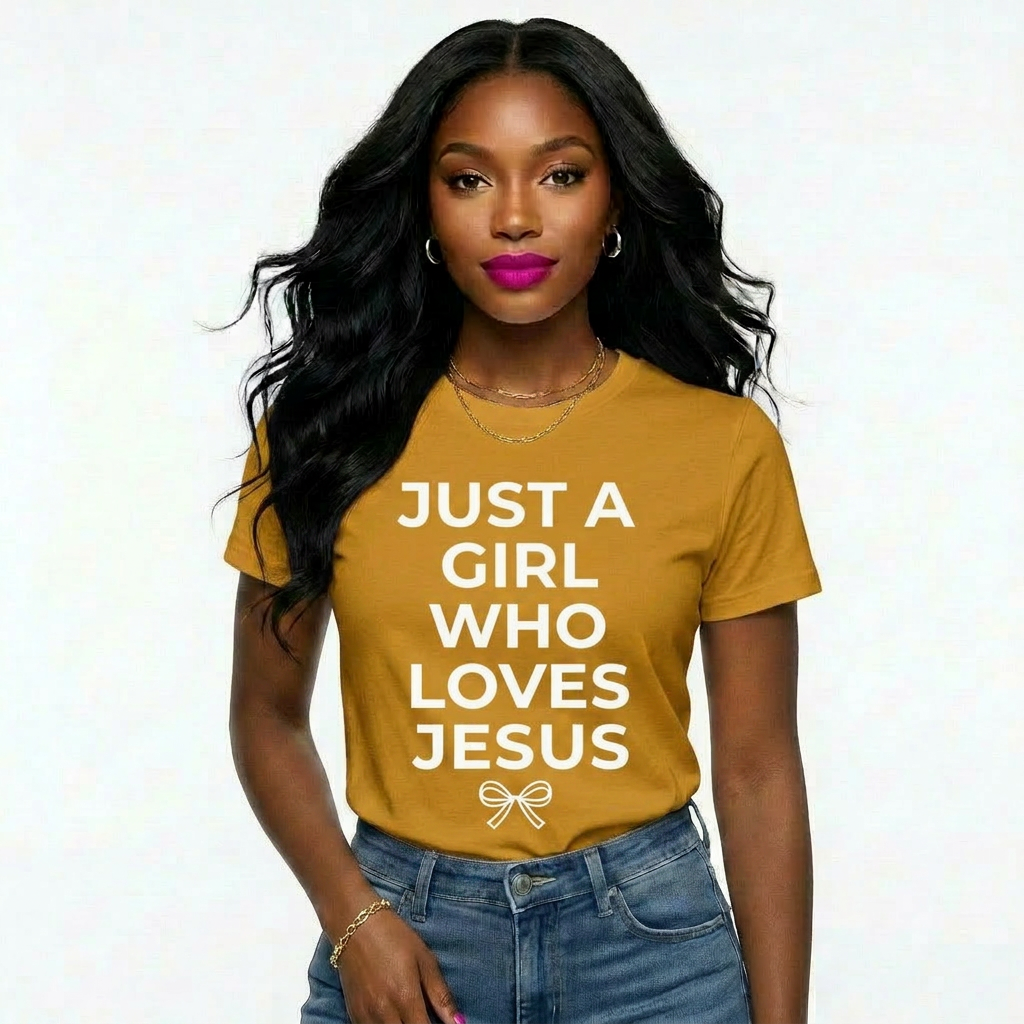 Just a Girl Who Loves Jesus (White)| Christian Graphic T-Shirt | Faith-Based Apparel