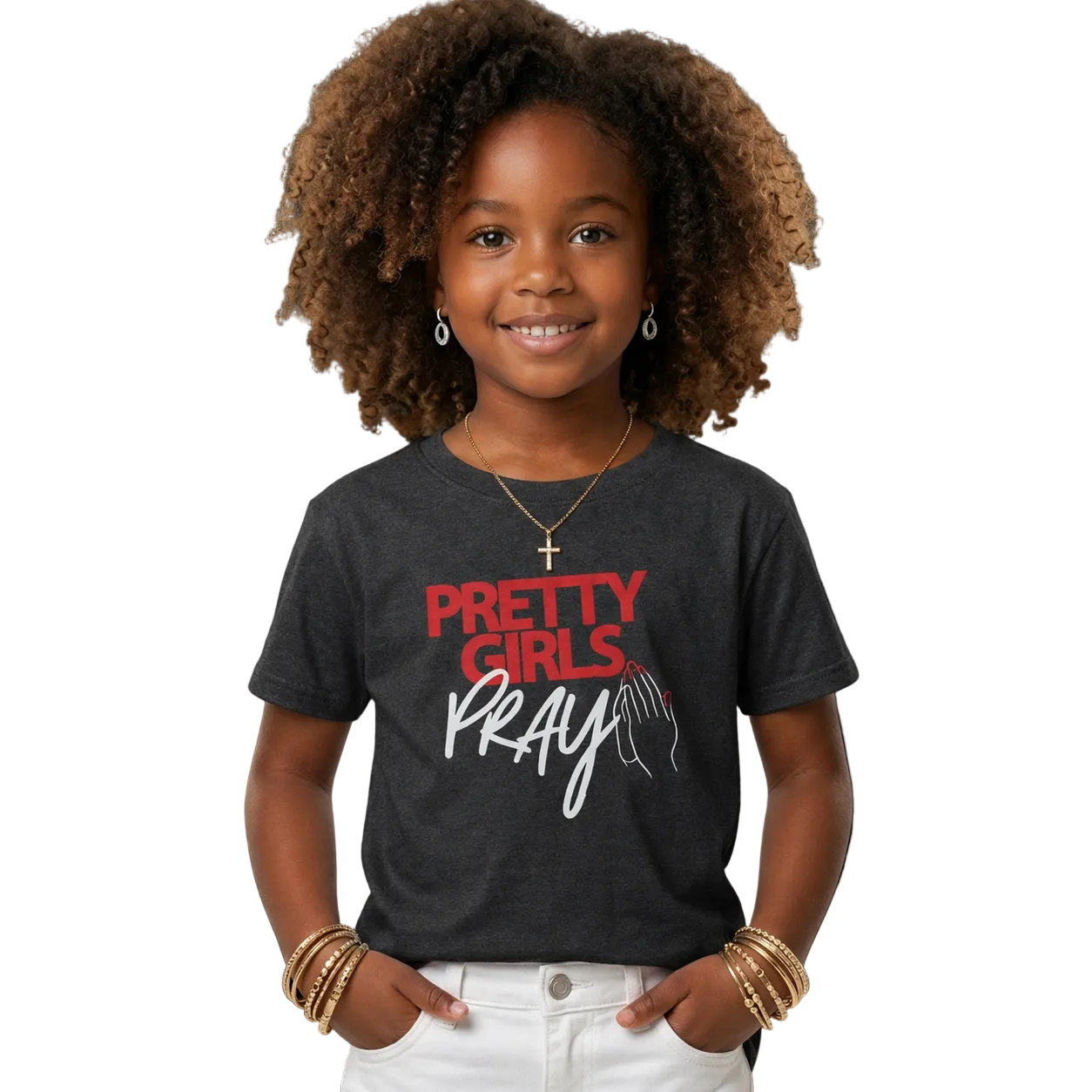 Pretty Girls Pray Red Kids Tee