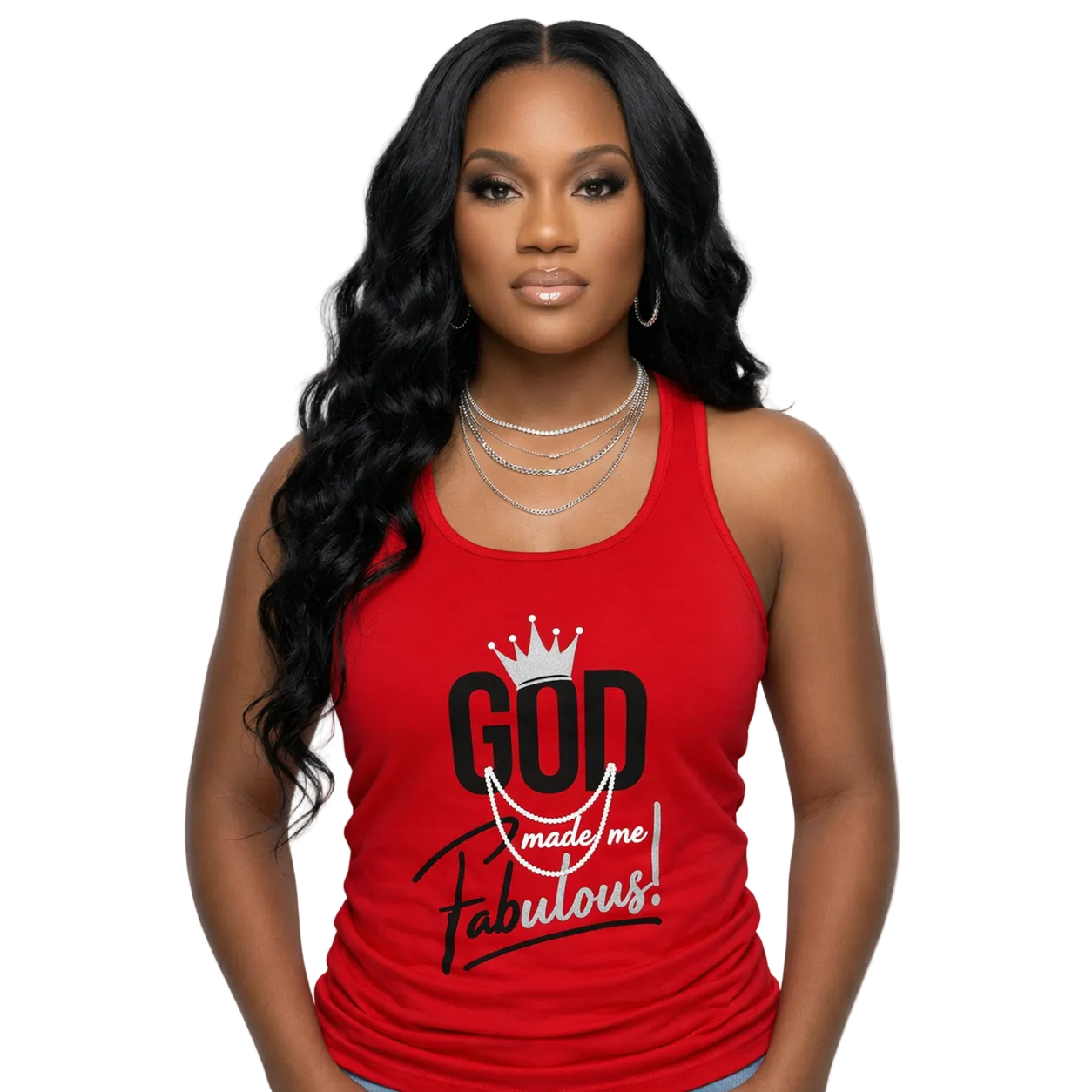 God Made Me Fabulous Silver Women’s Racerback Tank | Faith Fitness Apparel