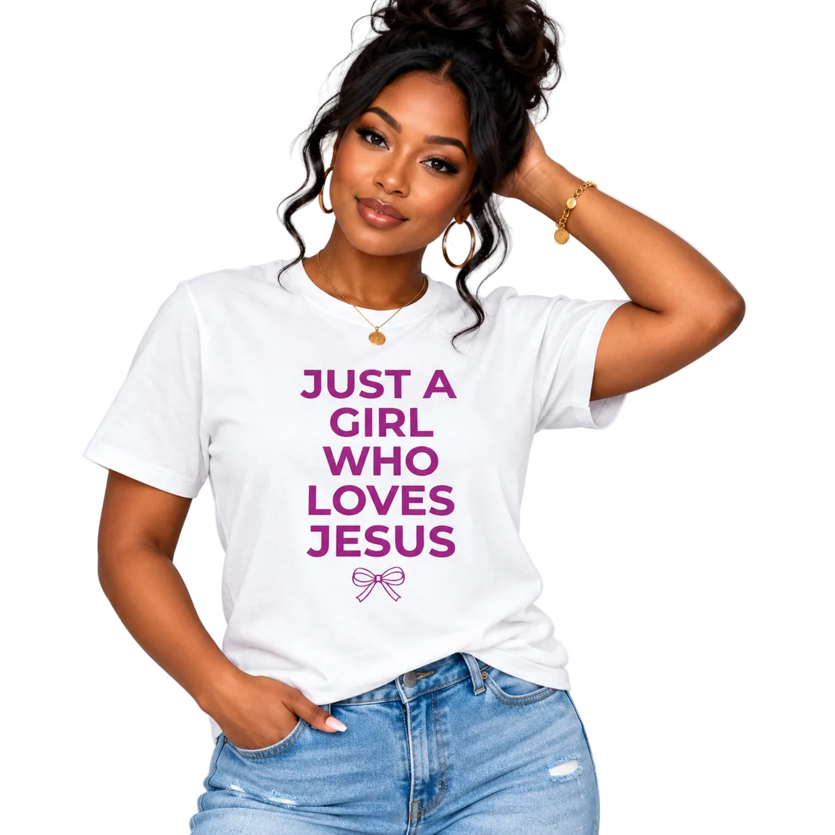 Just a Girl Who Loves Jesus (Pink) Unisex | Christian Graphic T-Shirt | Faith-Based Apparel