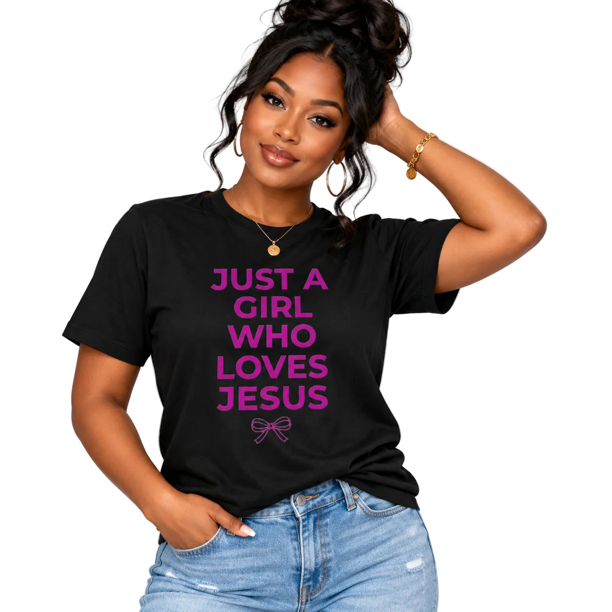 Just a Girl Who Loves Jesus (Pink) Unisex | Christian Graphic T-Shirt | Faith-Based Apparel