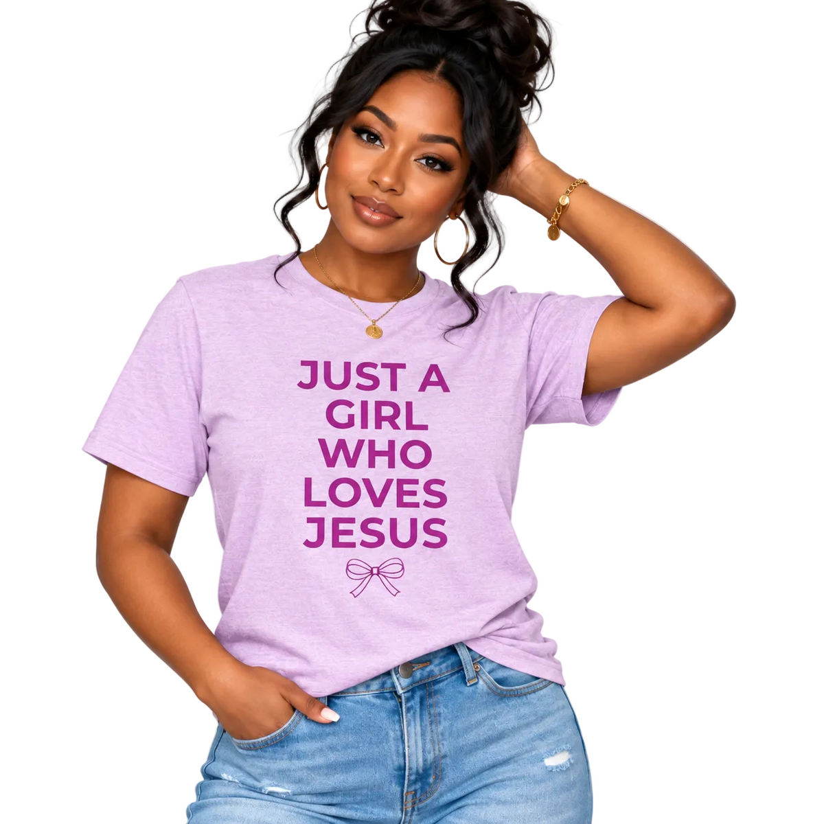 Just a Girl Who Loves Jesus (Pink) Unisex | Christian Graphic T-Shirt | Faith-Based Apparel