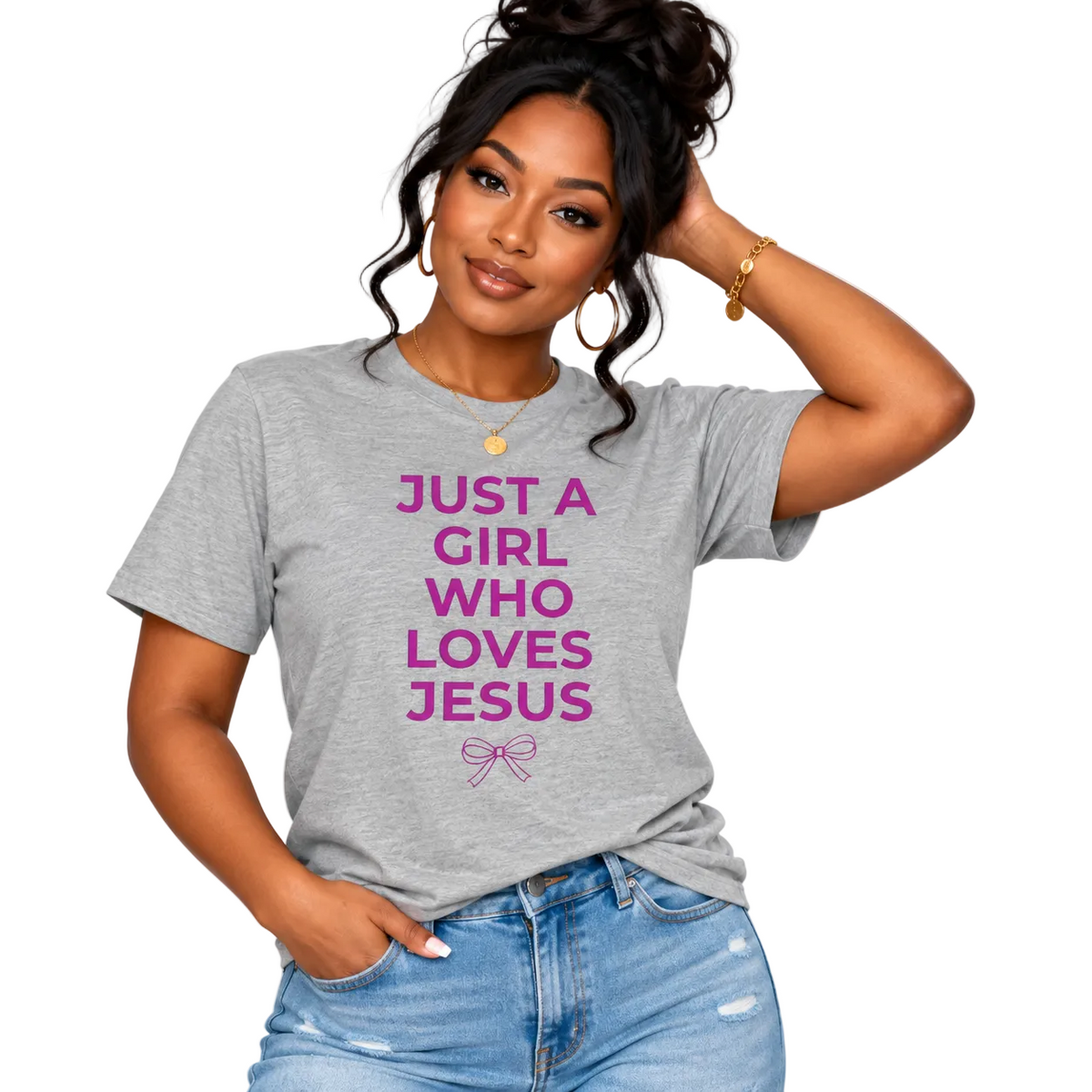 Just a Girl Who Loves Jesus (Pink) Unisex | Christian Graphic T-Shirt | Faith-Based Apparel