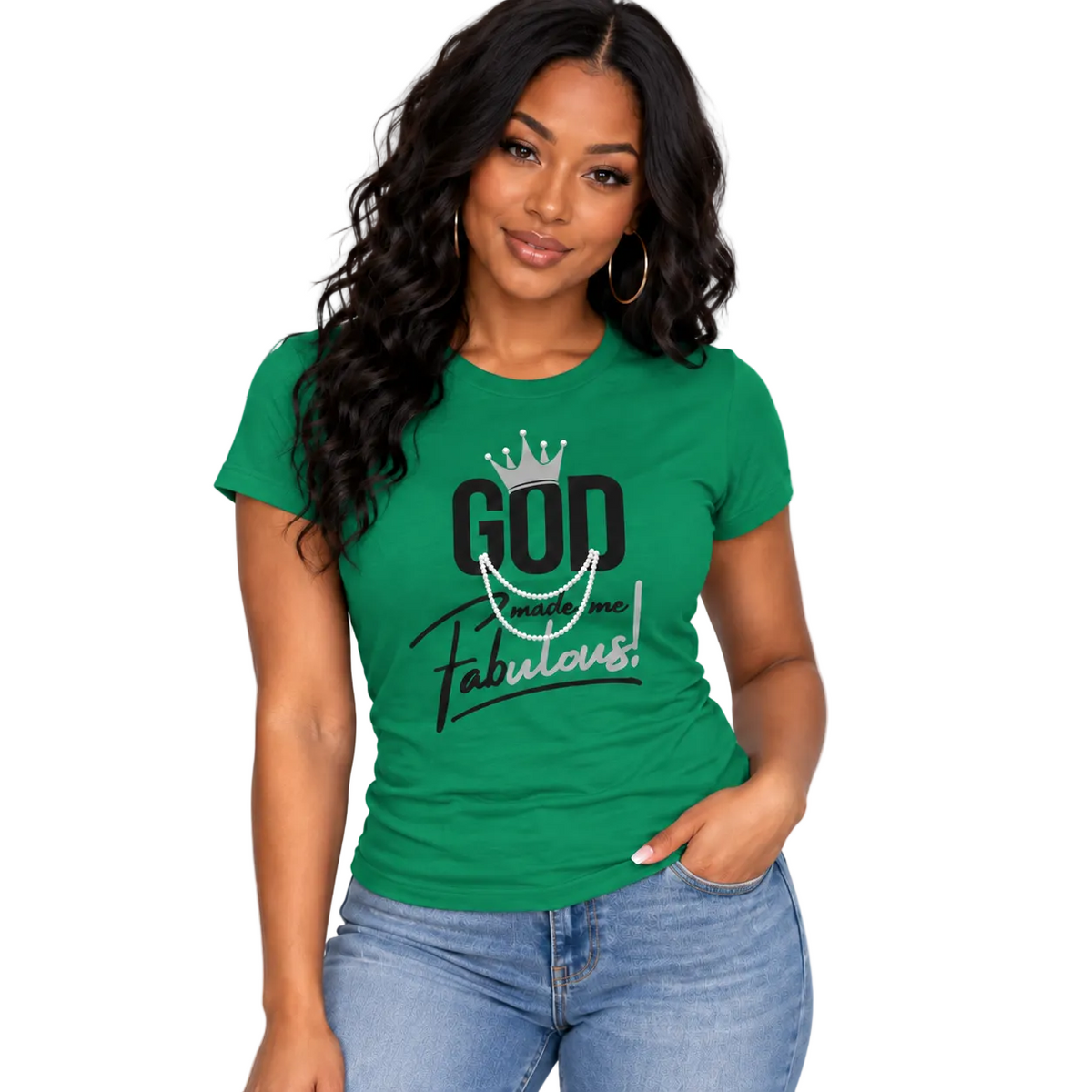 God Made Me Fabulous Silver Women’s Fitted Faith Tee