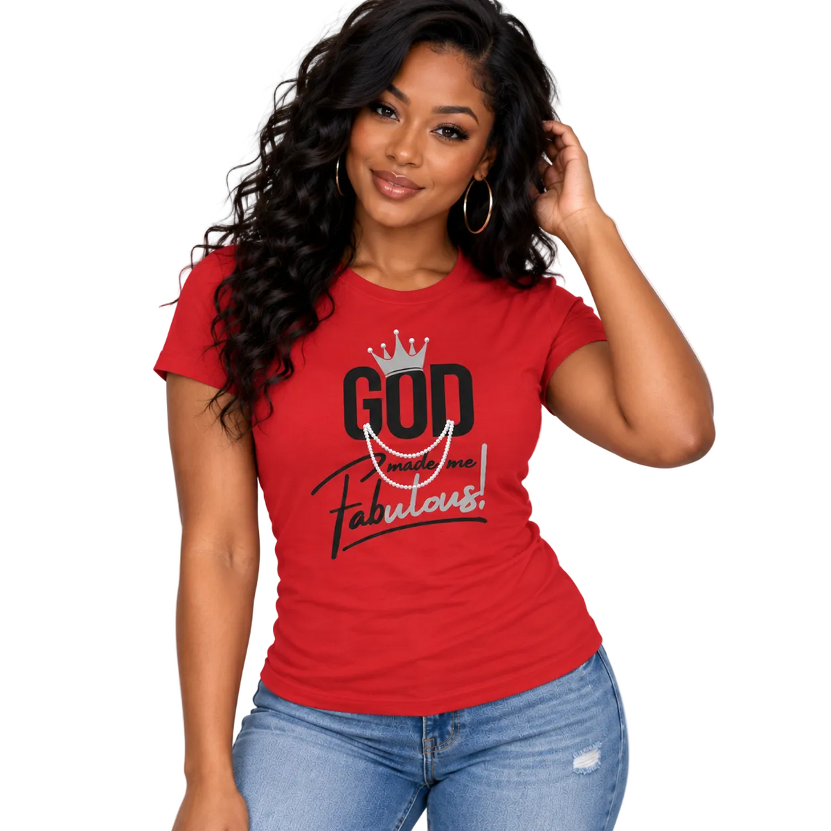 God Made Me Fabulous Silver Women’s Fitted Faith Tee