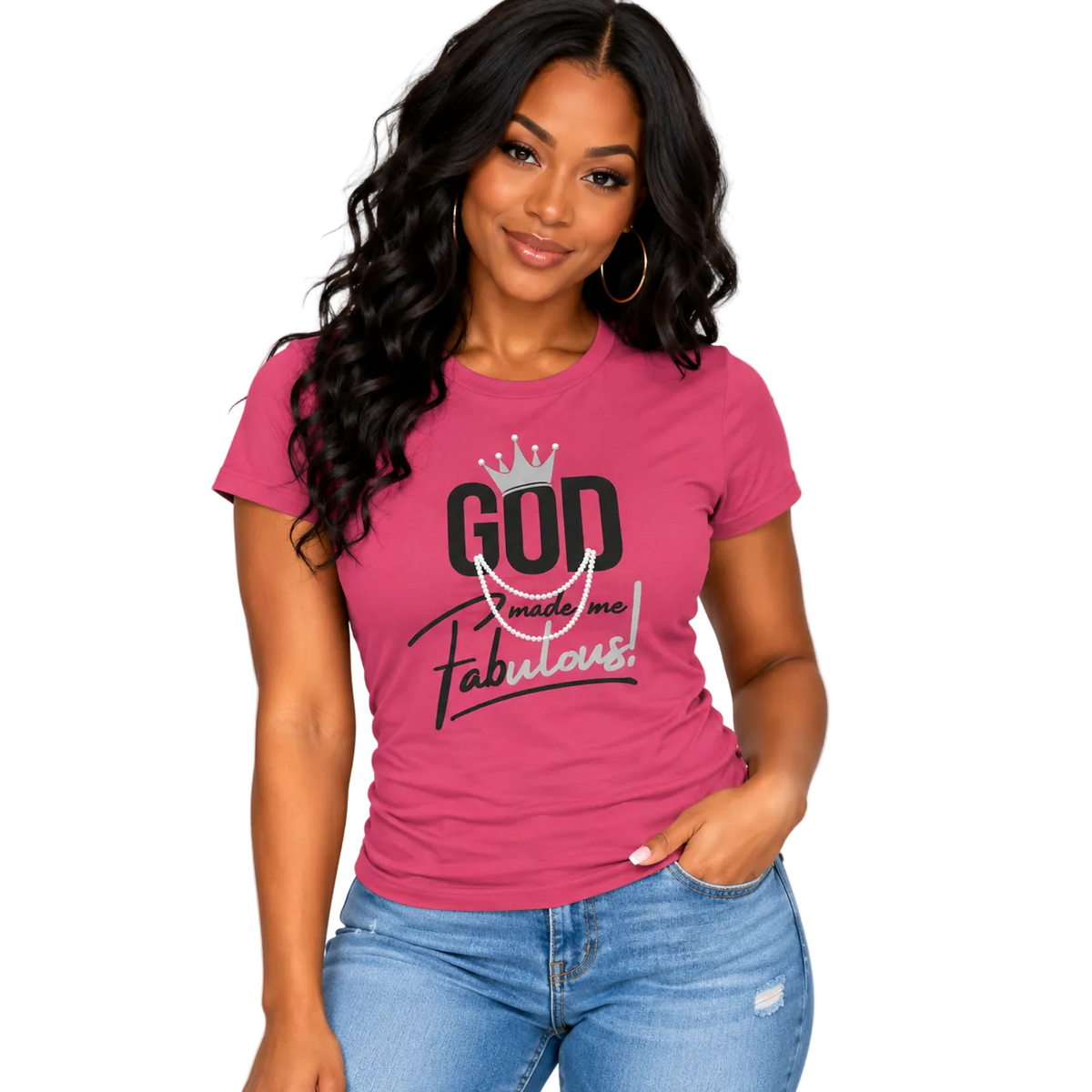 God Made Me Fabulous Silver Women’s Fitted Faith Tee