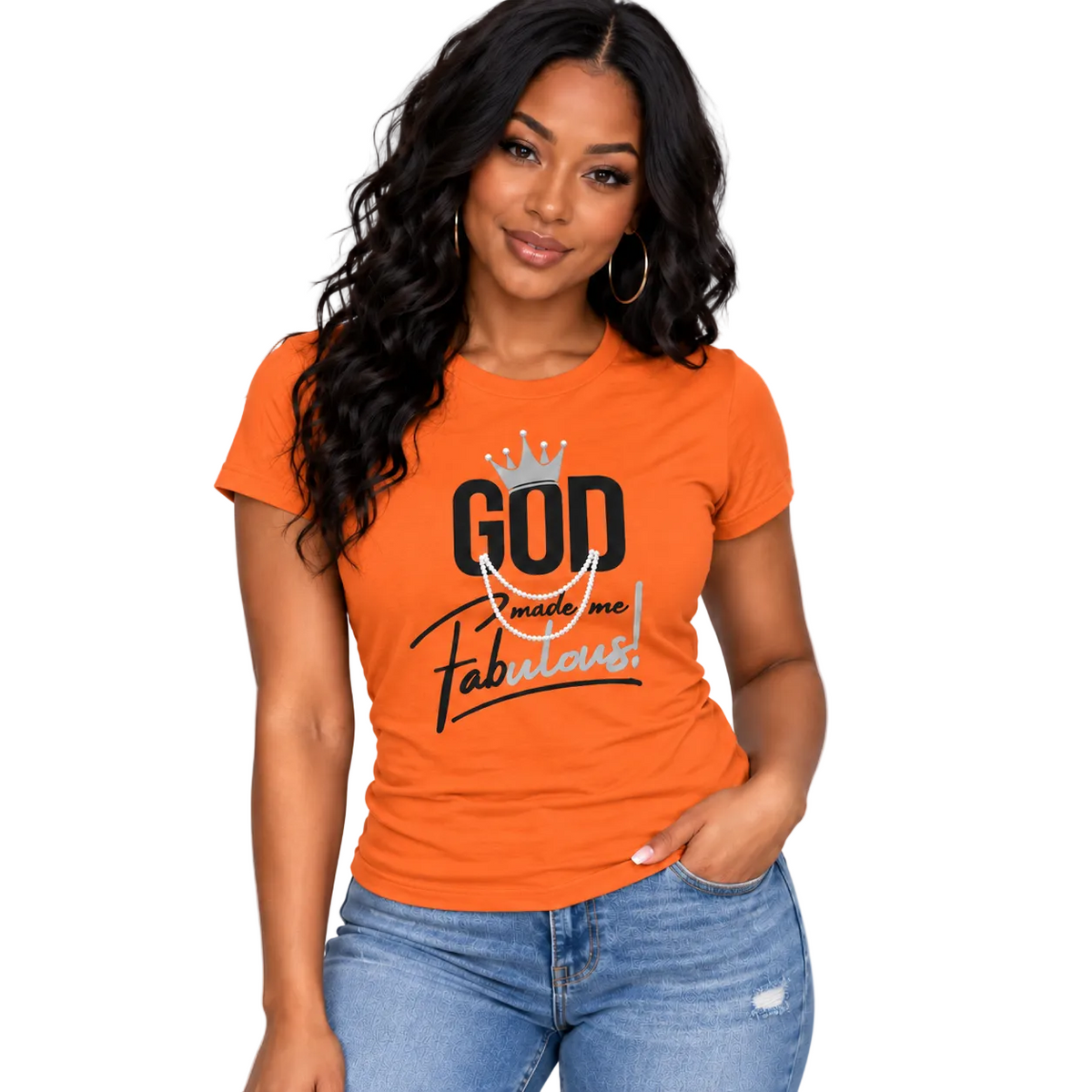 God Made Me Fabulous Silver Women’s Fitted Faith Tee