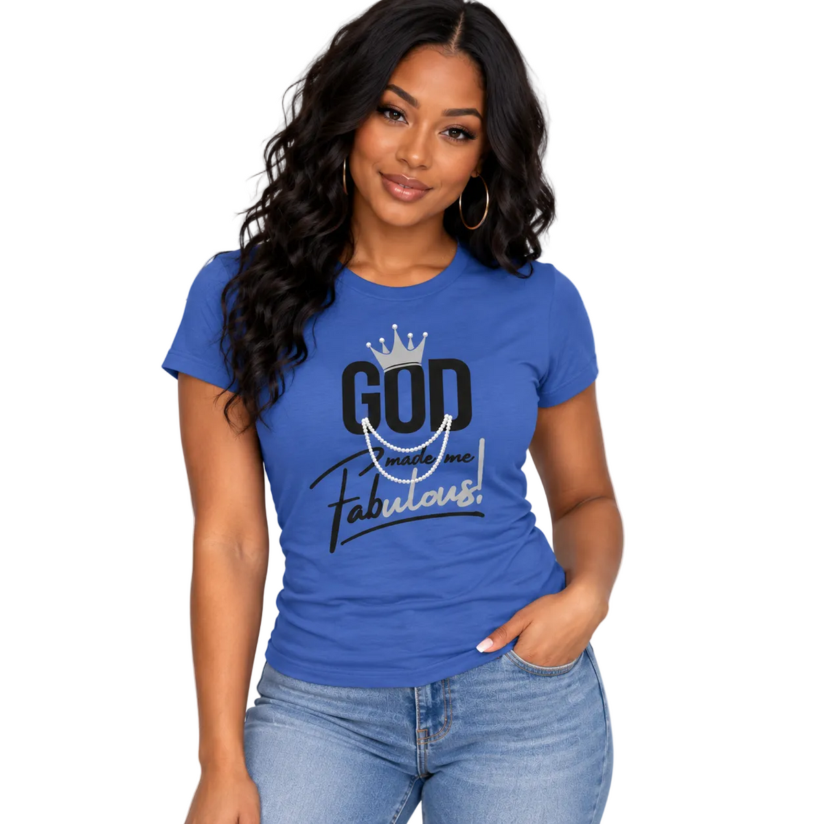 God Made Me Fabulous Silver Women’s Fitted Faith Tee
