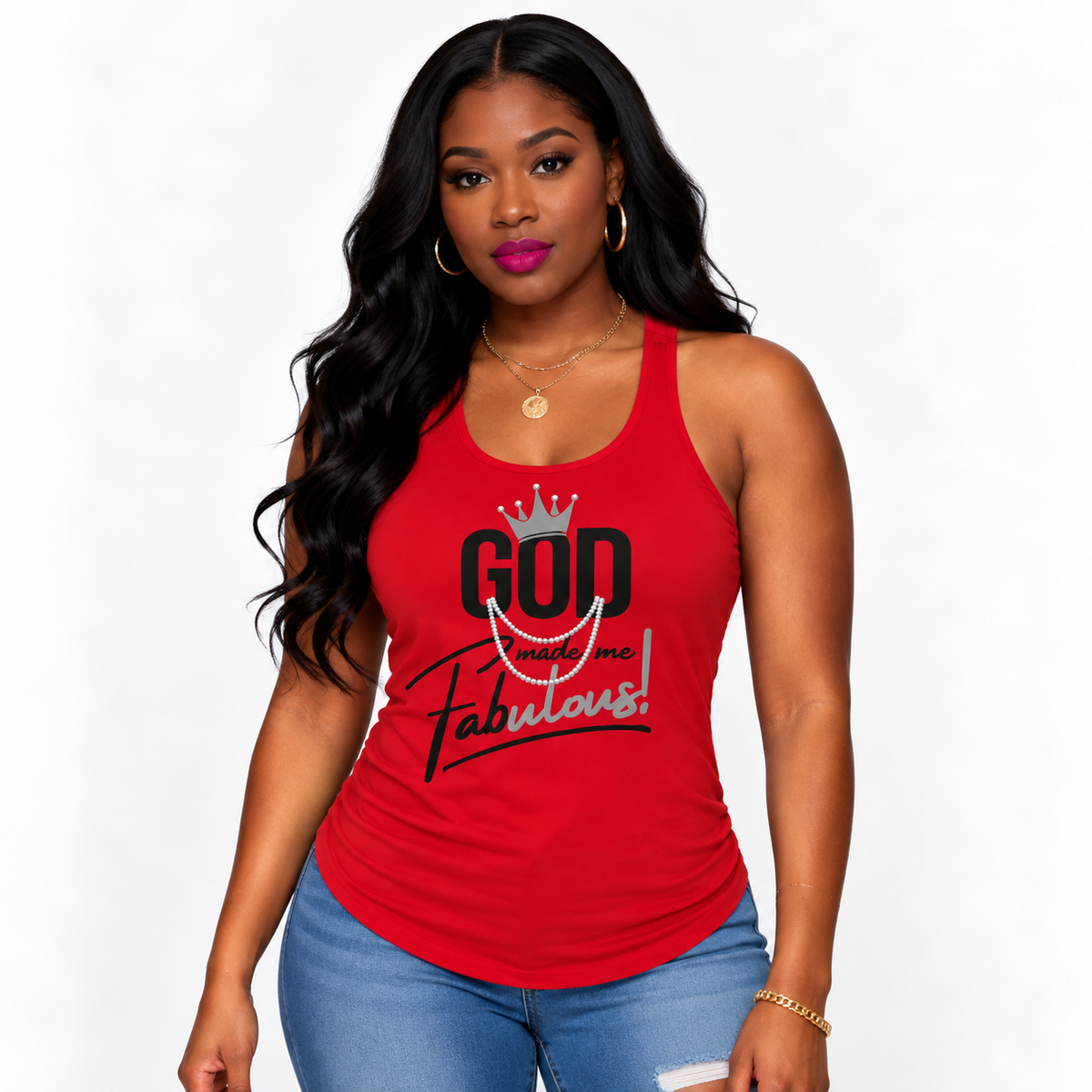 God Made Me Fabulous Silver Women’s Racerback Tank | Faith Fitness Apparel