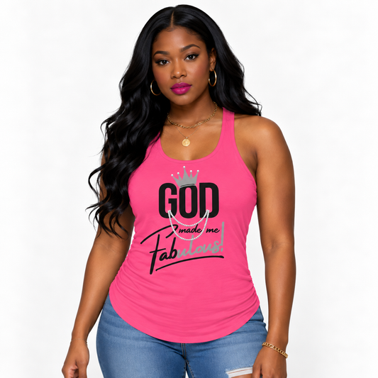God Made Me Fabulous Silver Women’s Racerback Tank | Faith Fitness Apparel
