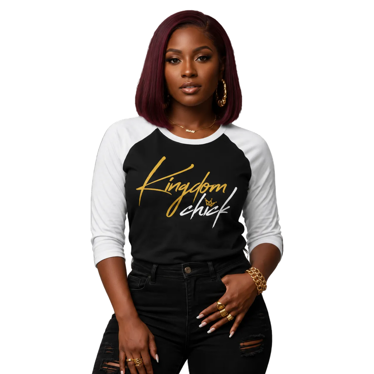 Kingdom Chick™ Raglan Shirt | Faith-Inspired 3/4 Sleeve Baseball Tee