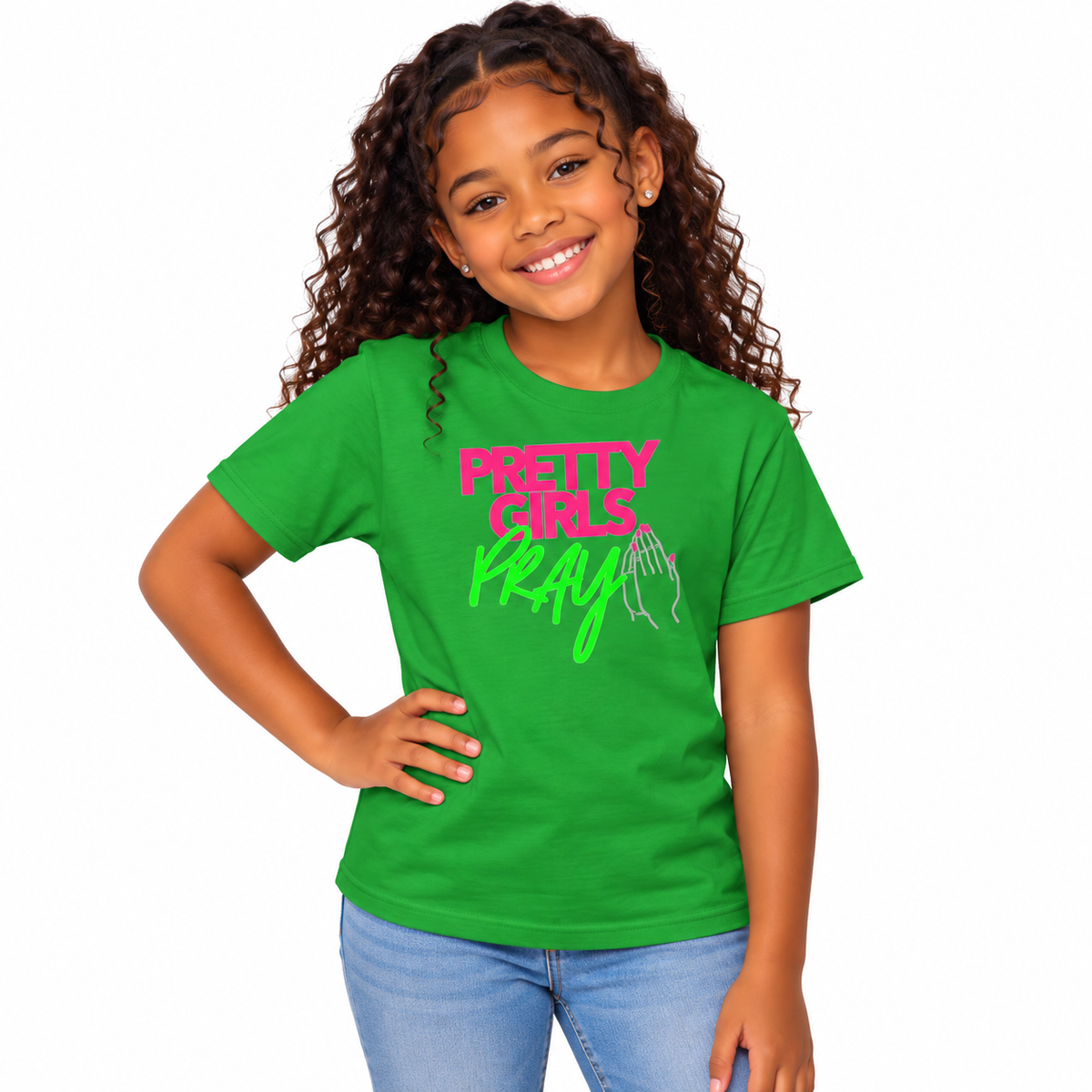 Pretty Girls Pray Kids Christian Tee