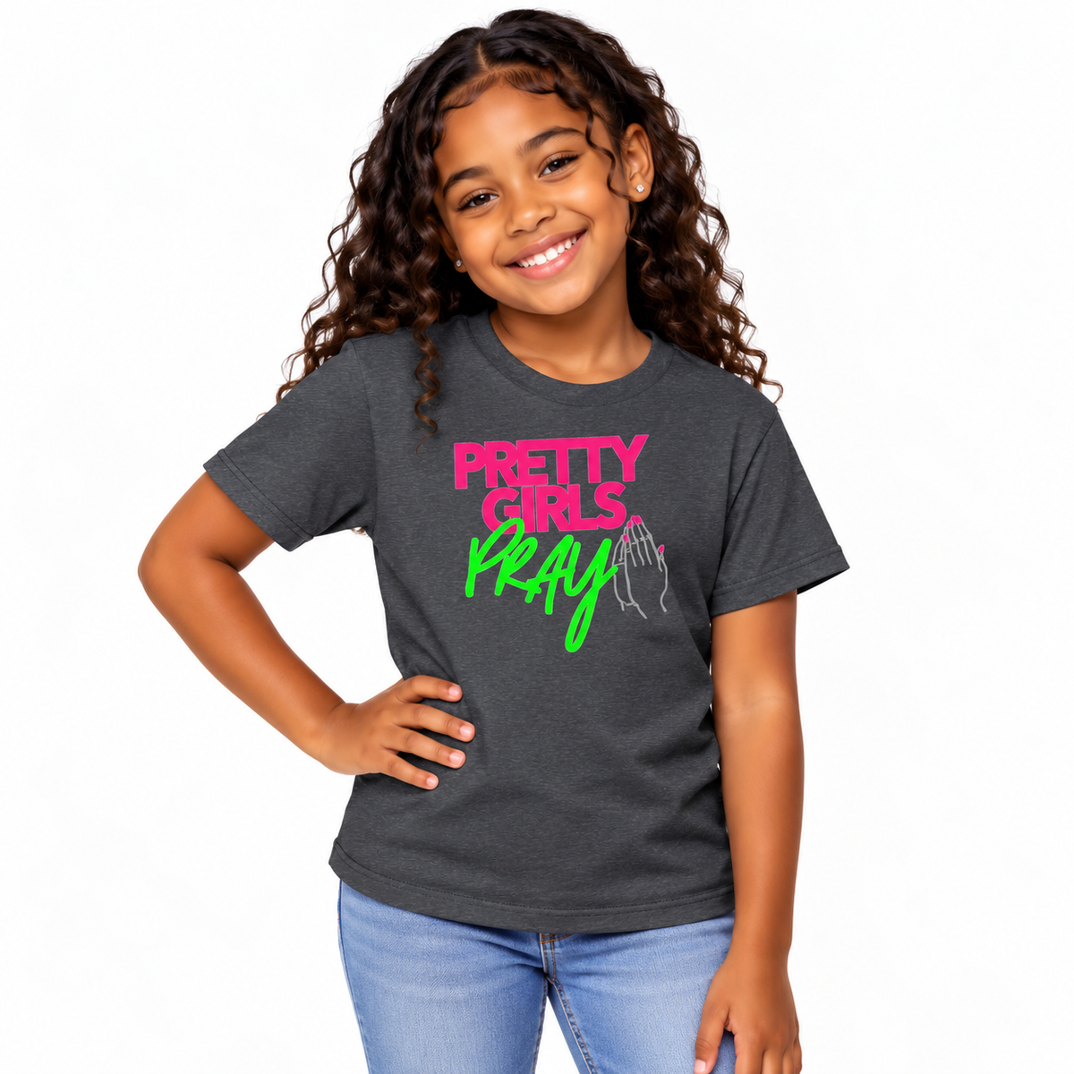 Pretty Girls Pray Kids Christian Tee