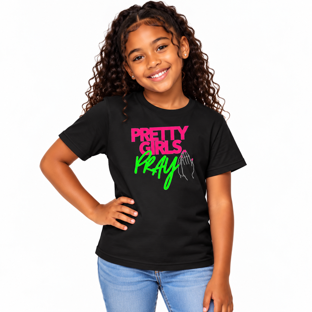 Pretty Girls Pray Kids Christian Tee