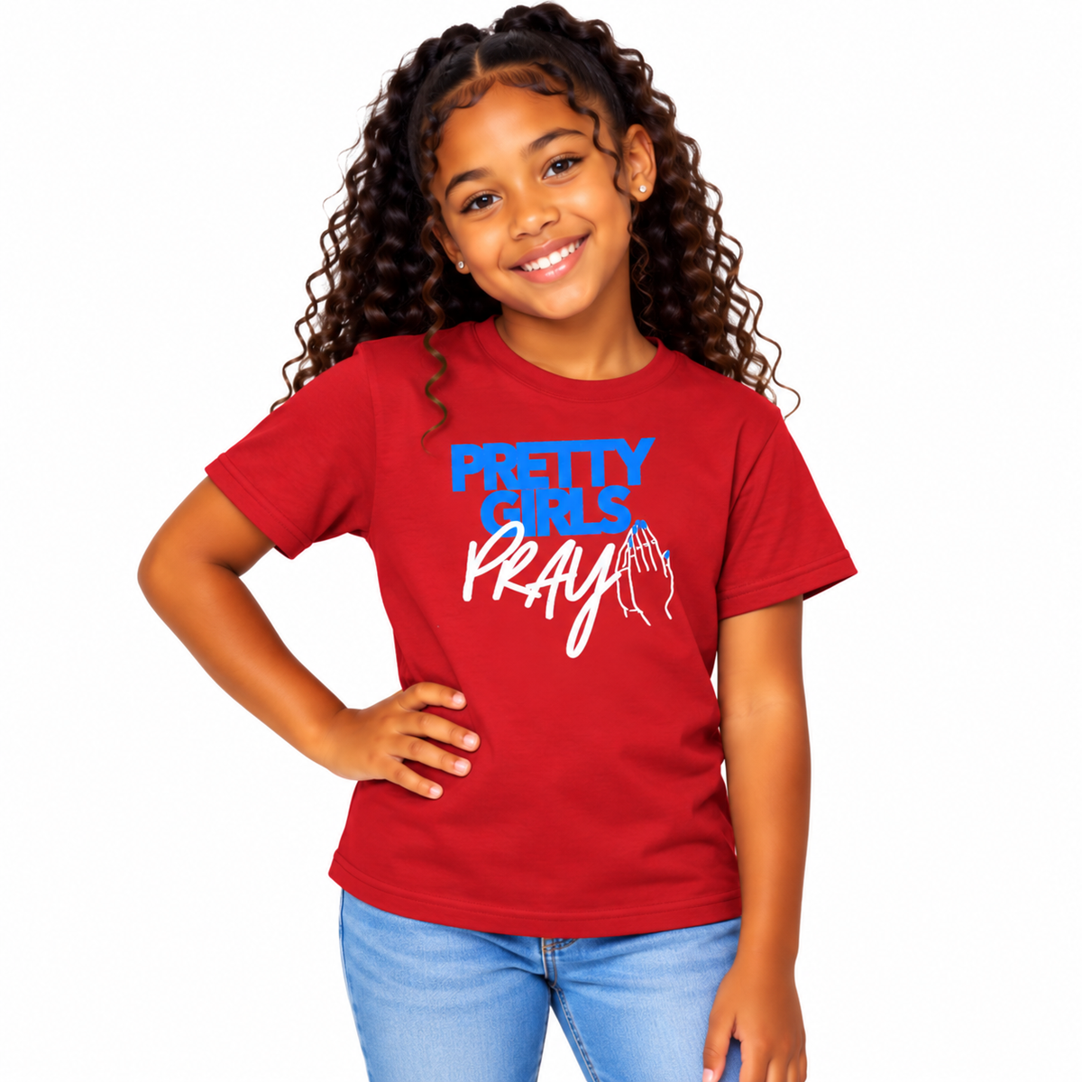 Pretty Girls Pray Kids Christian Tee