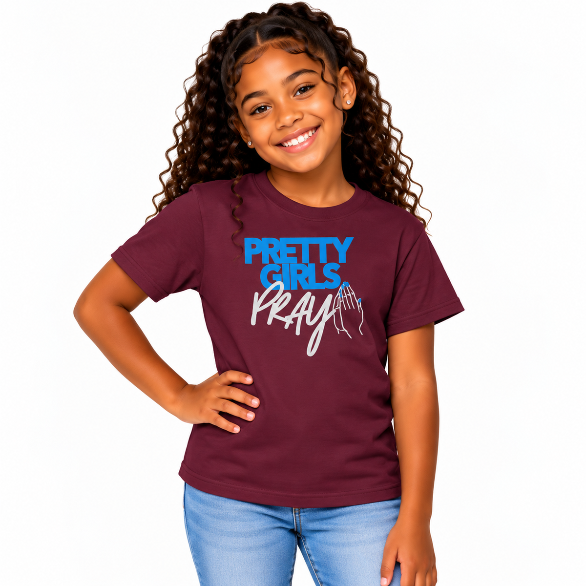 Pretty Girls Pray Kids Christian Tee