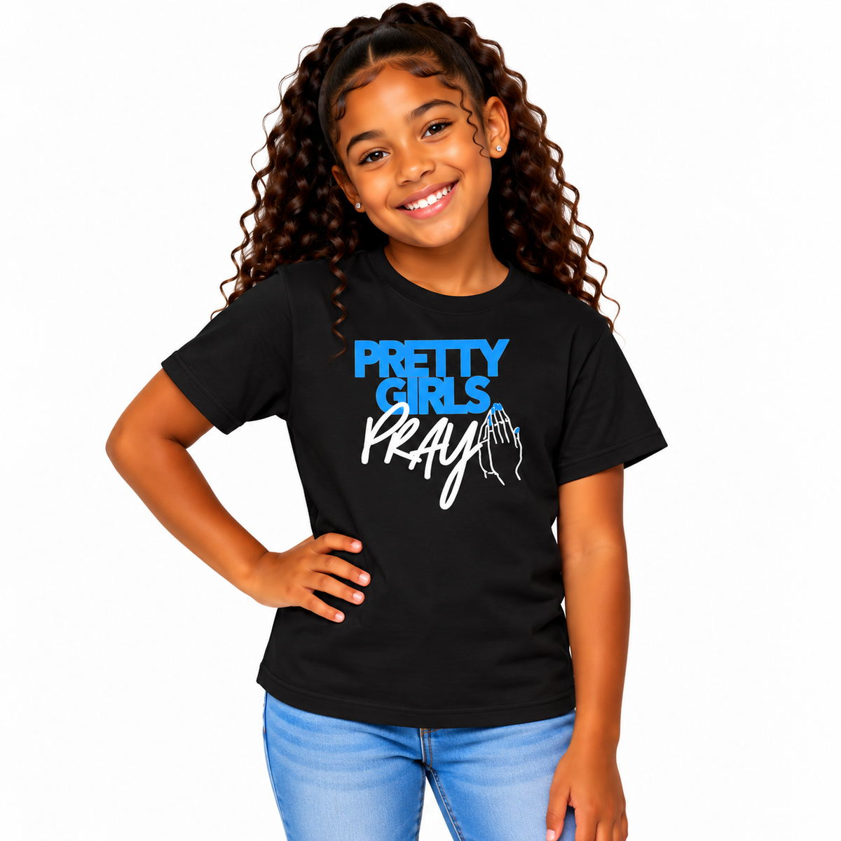 Pretty Girls Pray Kids Christian Tee