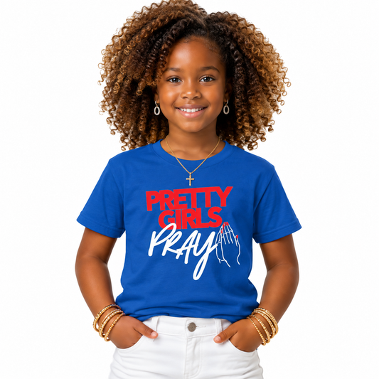 Pretty Girls Pray Red Kids Tee