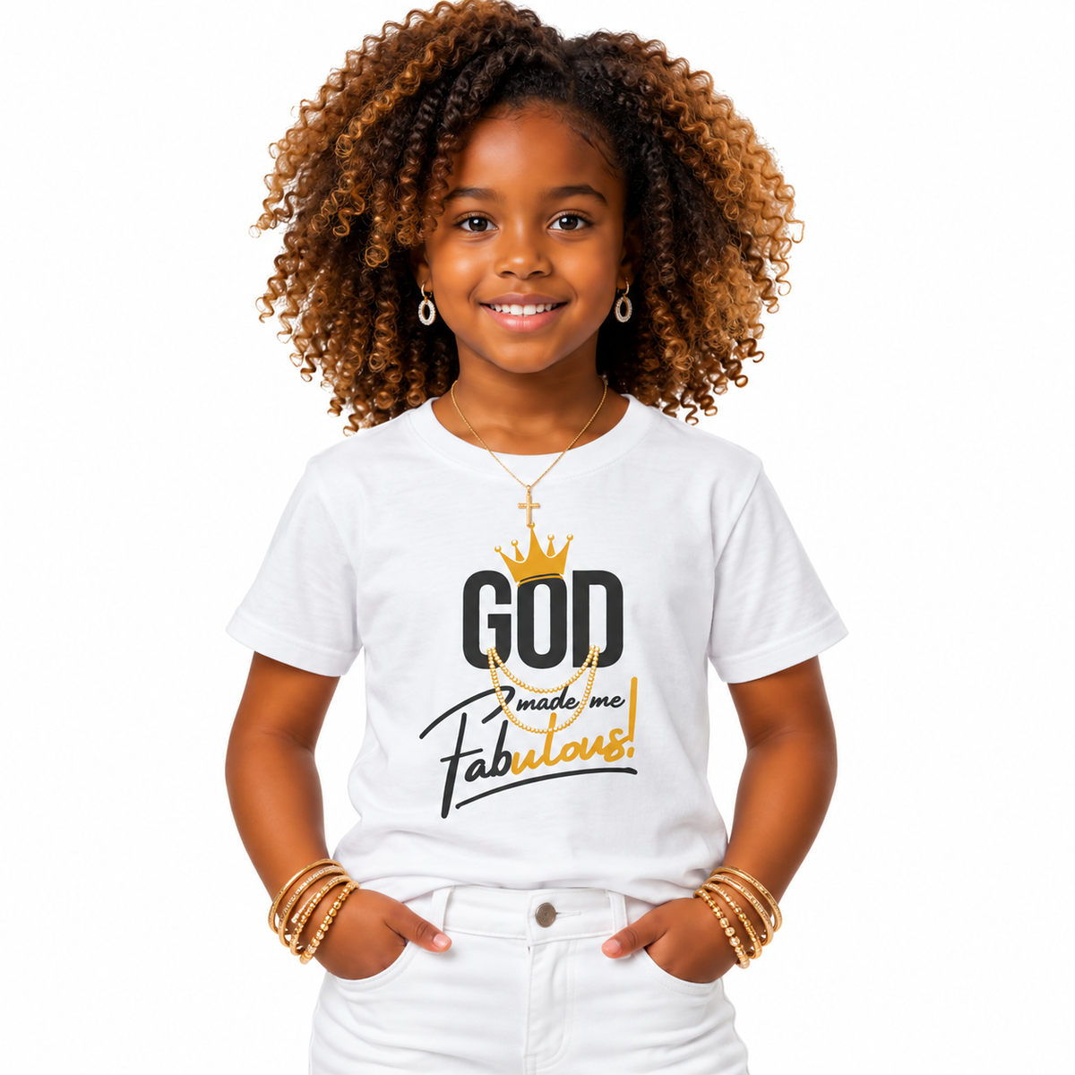 God Made Me Fabulous Kids Christian Graphic Tee