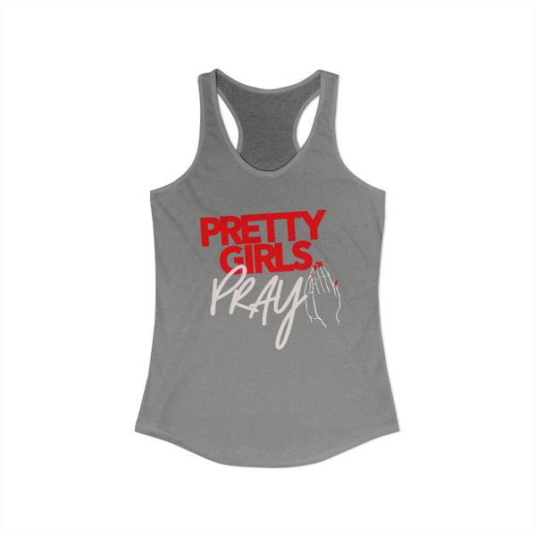 Pretty Girls Pray Red & White Women’s Tank Top | Faith Fitness Apparel