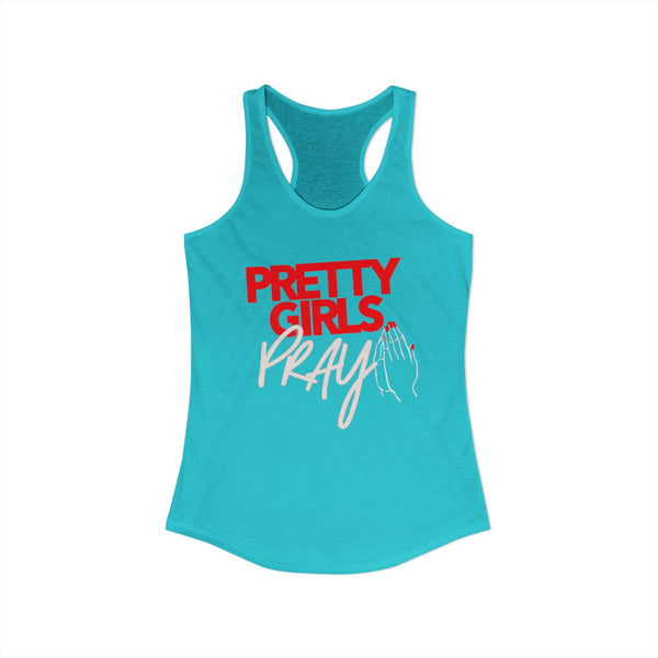 Pretty Girls Pray Red & White Women’s Tank Top | Faith Fitness Apparel