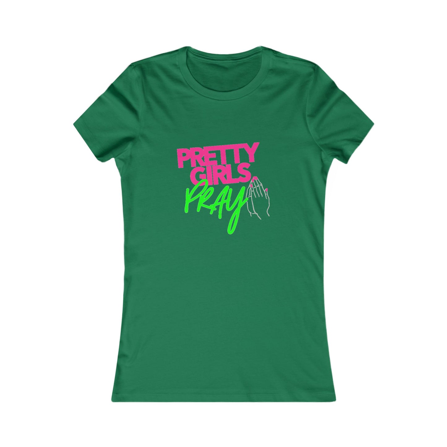 Pretty Girls Pray Pink & Green Women’s Fitted Faith Tee