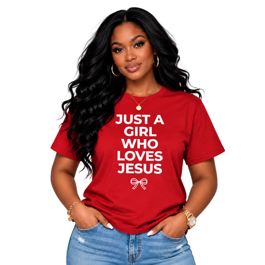 Just a Girl Who Loves Jesus (White)| Unisex Christian Graphic T-Shirt | Faith-Based Apparel